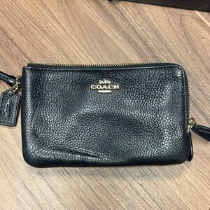 Coach Black leather wristlet